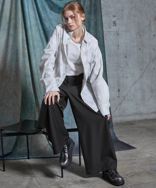 SERACE（セラス）の「【SERACE】One tuck drape wide straight slacks / 1タックドレープワイドストレートスラックス（スラックス・メンズ・ライトグレー/ブラック/チャコールグレー・L/M/S）」の13枚目の写真