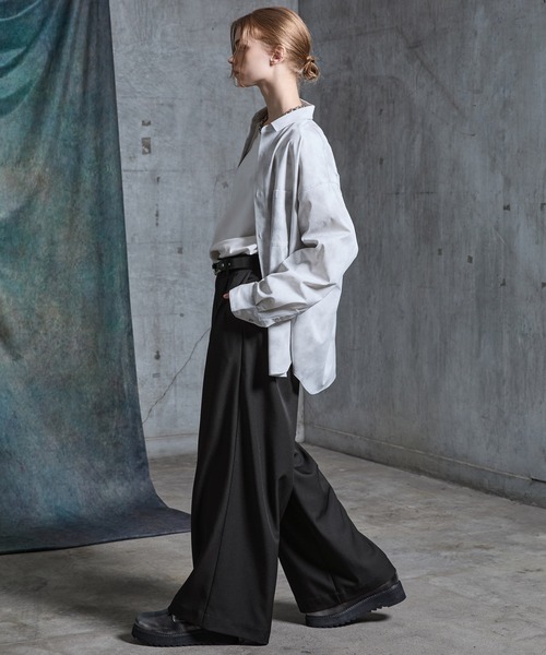 SERACE（セラス）の「【SERACE】One tuck drape wide straight slacks / 1タックドレープワイドストレートスラックス（スラックス・メンズ・ライトグレー/ブラック/チャコールグレー・L/M/S）」の20枚目の写真