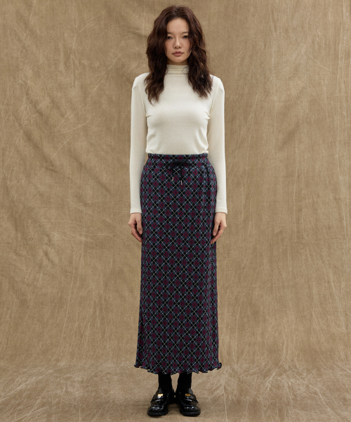 Heritage Pleated Long Skirt [Black]