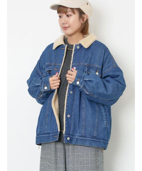 セール】デニムボアジャケット（ノーカラージャケット）｜Samansa Mos2