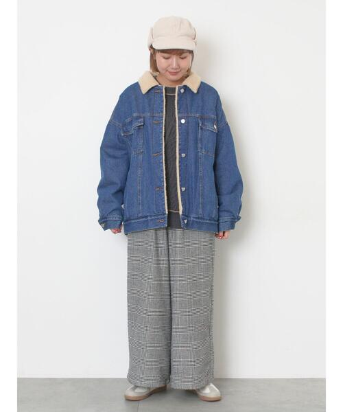 Samansa Mos2（サマンサ モスモス）の「デニムボアジャケット（ノーカラージャケット・レディース・ネイビー/ブラック/ブルー・F）」の11枚目の写真