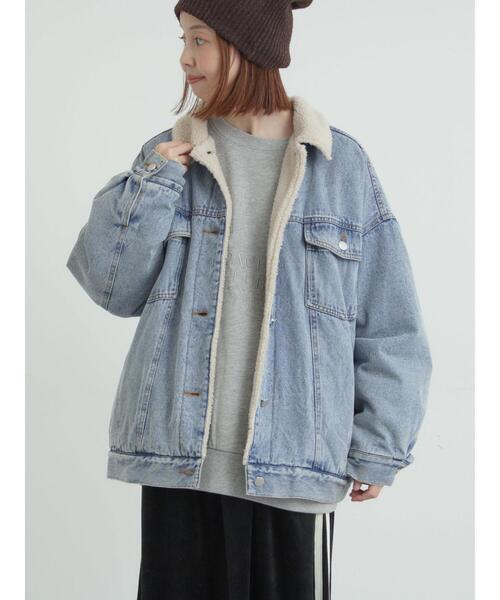 セール】デニムボアジャケット（ノーカラージャケット）｜Samansa Mos2