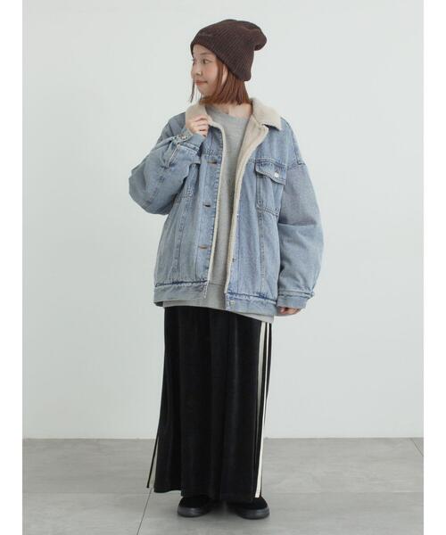 Samansa Mos2（サマンサ モスモス）の「デニムボアジャケット（ノーカラージャケット・レディース・ネイビー/ブラック/ブルー・F）」の17枚目の写真