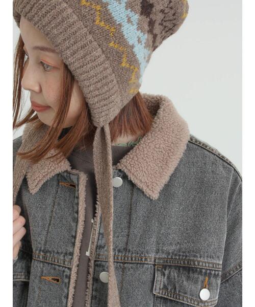 Samansa Mos2（サマンサ モスモス）の「デニムボアジャケット（ノーカラージャケット・レディース・ネイビー/ブラック/ブルー・F）」の22枚目の写真