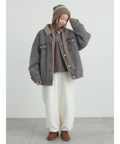 セール】デニムボアジャケット（ノーカラージャケット）｜Samansa Mos2
