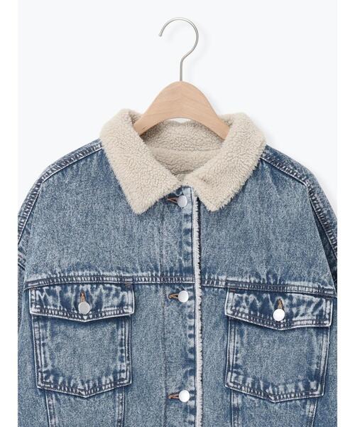 セール】デニムボアジャケット（ノーカラージャケット）｜Samansa Mos2