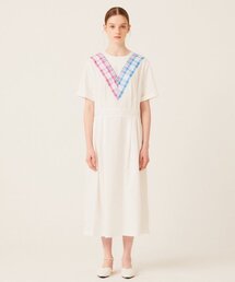 V CHECK POINT SUMMER DRESS (IVORY)