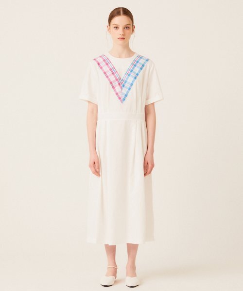 the studio kの「V CHECK POINT SUMMER DRESS (IVORY)(ワンピース・レディース・その他・FREE)」の1枚目の写真