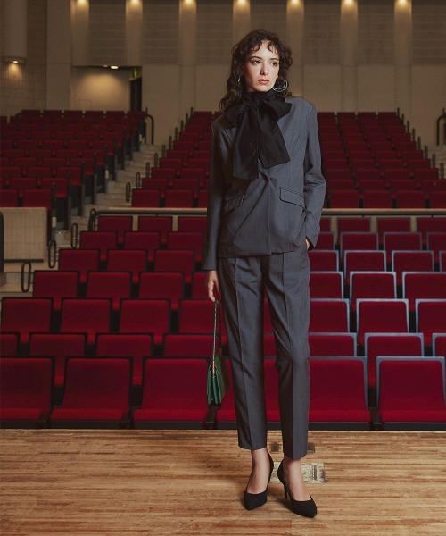 Callarus（カラルス）の「＜単品＞シアーボイルボウタイリボンデザインブラウス〔Callarus〕（シャツ/ブラウス・レディース・ホワイト×ブラック/ブラック/オフホワイト・S/M/L/LL/3L）」の19枚目の写真