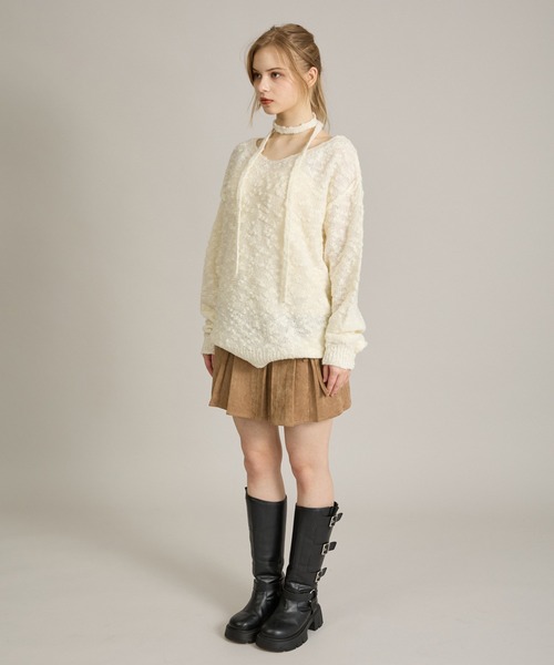apres jour mignon(アプレジュールミニョン)の「2WAYスラブネップニット(ニット/セーター・レディース・ブラック/オフホワイト/グレー・フリー/LARGE)」の11枚目の写真