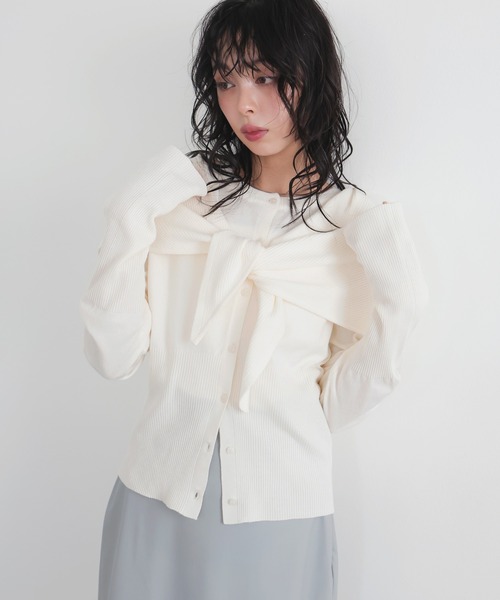 LIAN（リアン）の「ストールセットクルーネックカーディガン（カーディガン/ボレロ・レディース・ピンク/ブラック/オフホワイト/杢グレー・FREE）」の13枚目の写真