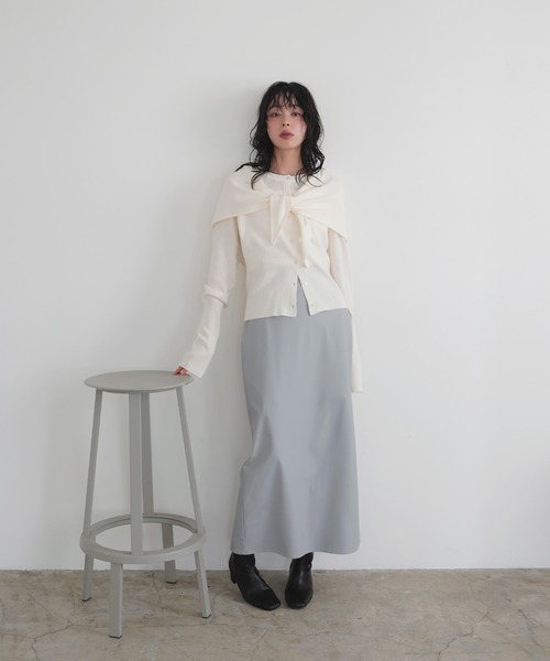 LIAN（リアン）の「ストールセットクルーネックカーディガン（カーディガン/ボレロ・レディース・ピンク/ブラック/オフホワイト/杢グレー・FREE）」の14枚目の写真