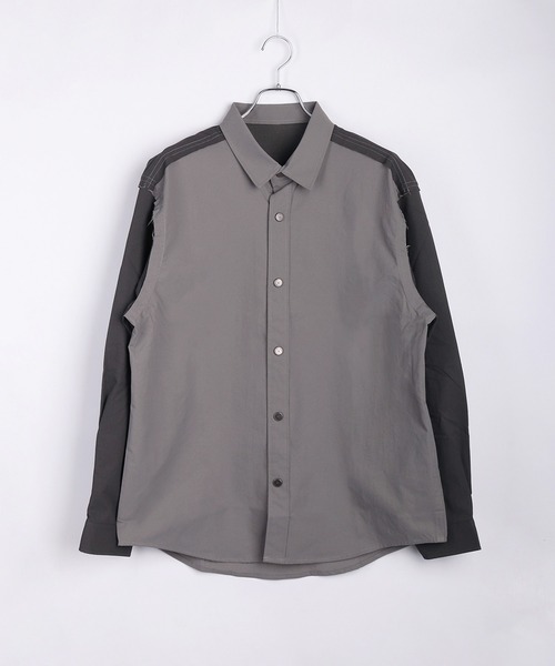 WESTSEA（ウエストシー）の「オーバーサイズ 配色切替 長袖シャツ（シャツ/ブラウス・メンズ・グレー/カーキ・M/L/XL）」の3枚目の写真