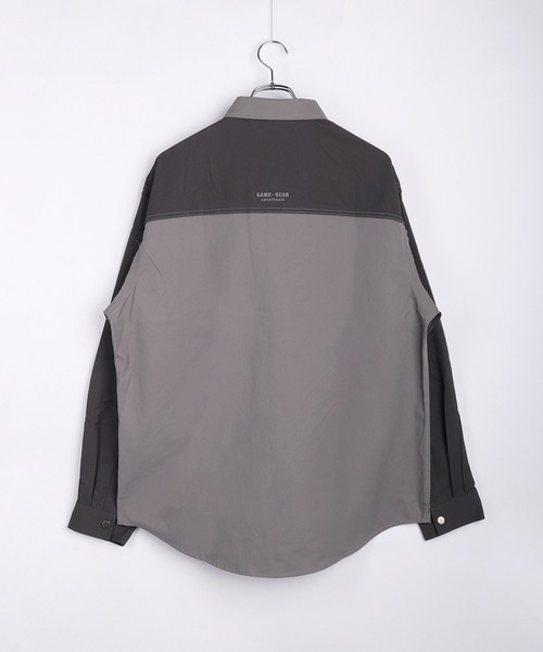 WESTSEA（ウエストシー）の「オーバーサイズ 配色切替 長袖シャツ（シャツ/ブラウス・メンズ・グレー/カーキ・M/L/XL）」の4枚目の写真