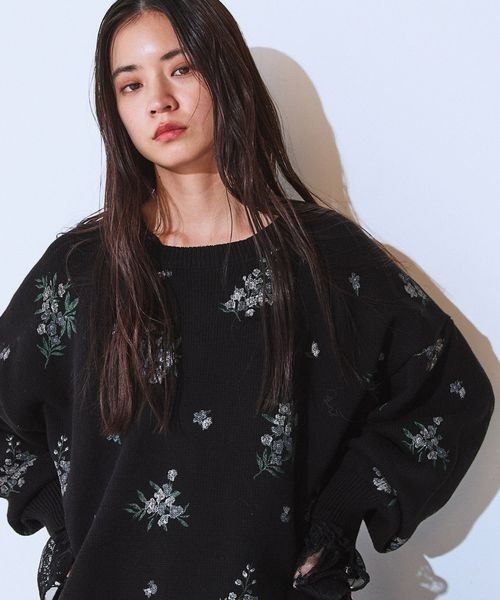 JEANASIS（ジーナシス）の「コットンフラワープリントプルオーバー/650165（ニット/セーター・レディース・ホワイト系その他/ブラック系その他/グレー系その他・FREE）」の18枚目の写真