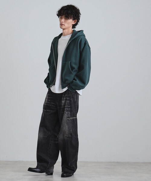 tk.TAKEO KIKUCHI（ティーケータケオキクチ）の「ボリュームスリーブジップパーカ（パーカー・メンズ・グレー系4/ブラック/モスグリーン・02/03）」の10枚目の写真