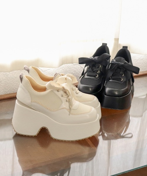 byあしながおじさん（バイアシナガオジサン）の「防滑｜厚底レースアップマニッシュ　8990039（その他シューズ・レディース・アイボリー/ブラック・LL/L/M/S）」の5枚目の写真