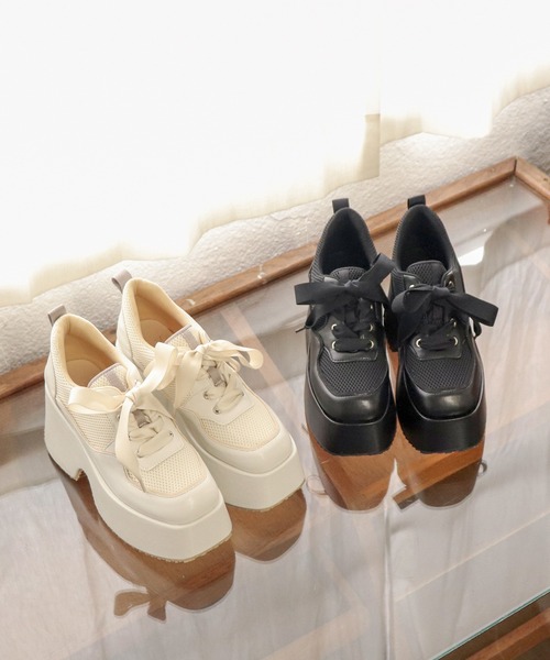 byあしながおじさん（バイアシナガオジサン）の「防滑｜厚底レースアップマニッシュ　8990039（その他シューズ・レディース・アイボリー/ブラック・LL/L/M/S）」の6枚目の写真