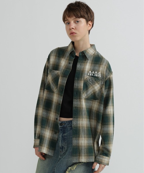 AVIREX（アヴィレックス）の「OMBRE CHECK SHIRT（シャツ/ブラウス・レディース・バーガンディー/グリーン/チャコールグレー・F）」の10枚目の写真
