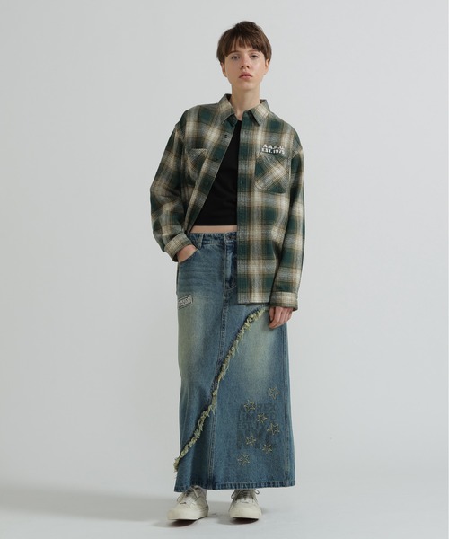 AVIREX（アヴィレックス）の「OMBRE CHECK SHIRT（シャツ/ブラウス・レディース・バーガンディー/グリーン/チャコールグレー・F）」の12枚目の写真