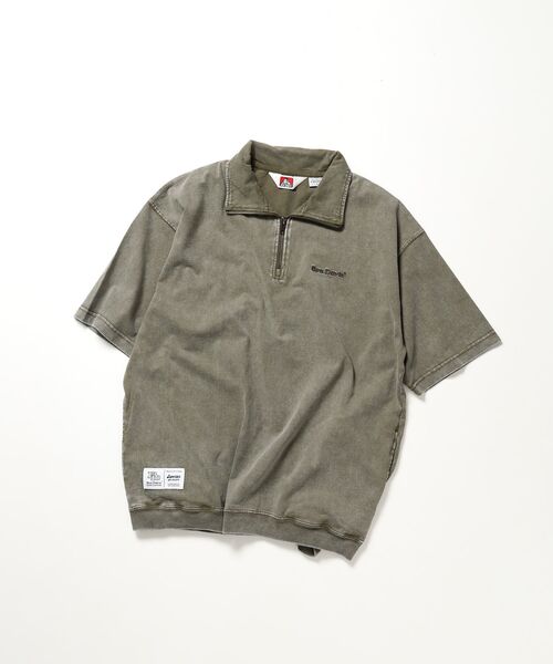 BEN DAVIS(ベンデイビス)の「【BEN DAVIS(ベンデイビス)】VNTG 1/4 TOP / ハーフジップ 半袖 加工 ワンポイント 刺繍 シンプル(Tシャツ/カットソー・メンズ・ピンク系その他2/カーキ/ブラック・X-LARGE/LARGE/MEDIUM)」の3枚目の写真