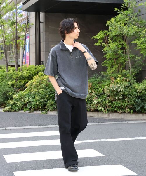 BEN DAVIS(ベンデイビス)の「【BEN DAVIS(ベンデイビス)】VNTG 1/4 TOP / ハーフジップ 半袖 加工 ワンポイント 刺繍 シンプル(Tシャツ/カットソー・メンズ・ピンク系その他2/カーキ/ブラック・X-LARGE/LARGE/MEDIUM)」の4枚目の写真