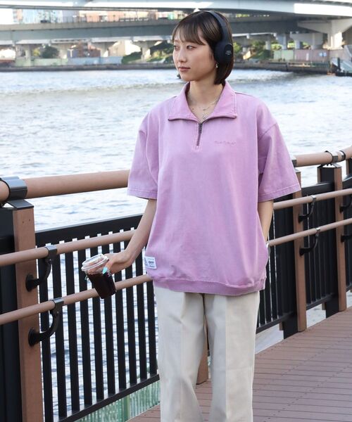 BEN DAVIS(ベンデイビス)の「【BEN DAVIS(ベンデイビス)】VNTG 1/4 TOP / ハーフジップ 半袖 加工 ワンポイント 刺繍 シンプル(Tシャツ/カットソー・メンズ・ピンク系その他2/カーキ/ブラック・X-LARGE/LARGE/MEDIUM)」の5枚目の写真