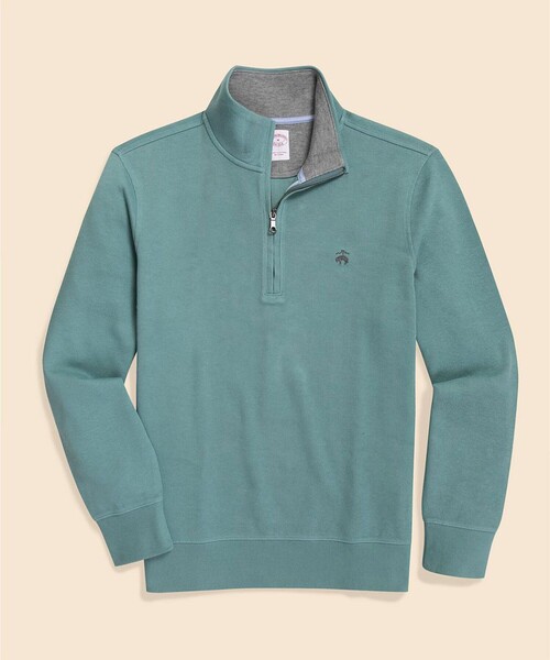 コットン フレンチリブ GFロゴ ハーフジップ モックネックプルオーバー