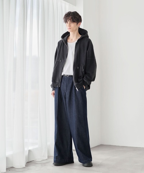 ETELIO(エテリオ)の「WASH-FAST 2タックセンタープレスデニムスラックス(デニムパンツ・メンズ・ブラック/ネイビー/ブラウン・S/M/L/XL)」の11枚目の写真