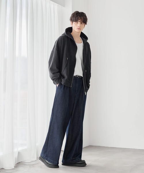 ETELIO(エテリオ)の「WASH-FAST 2タックセンタープレスデニムスラックス(デニムパンツ・メンズ・ブラック/ネイビー/ブラウン・S/M/L/XL)」の12枚目の写真