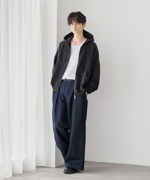 ETELIO(エテリオ)の「WASH-FAST 2タックセンタープレスデニムスラックス(デニムパンツ・メンズ・ブラック/ネイビー/ブラウン・S/M/L/XL)」の13枚目の写真