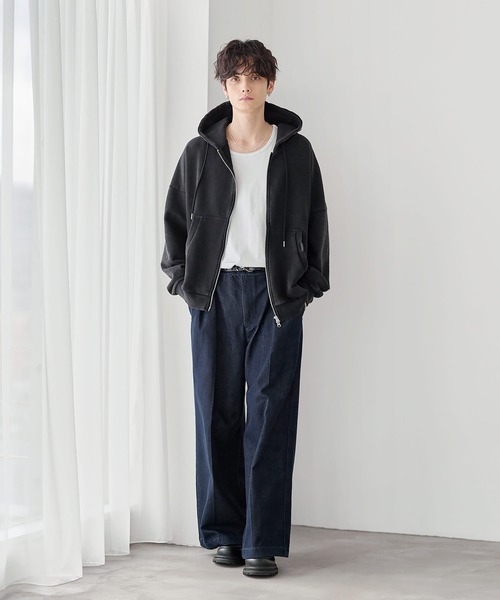 ETELIO(エテリオ)の「WASH-FAST 2タックセンタープレスデニムスラックス(デニムパンツ・メンズ・ブラック/ネイビー/ブラウン・S/M/L/XL)」の14枚目の写真