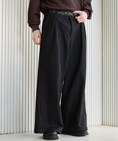 ETELIO(エテリオ)の「WASH-FAST 2タックセンタープレスデニムスラックス(デニムパンツ・メンズ・ブラック/ネイビー/ブラウン・S/M/L/XL)」の5枚目の写真