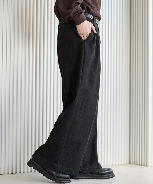 ETELIO(エテリオ)の「WASH-FAST 2タックセンタープレスデニムスラックス(デニムパンツ・メンズ・ブラック/ネイビー/ブラウン・S/M/L/XL)」の8枚目の写真