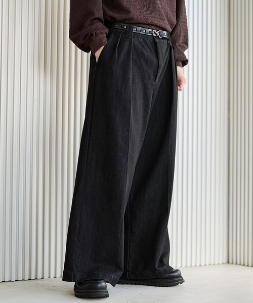 ETELIO(エテリオ)の「WASH-FAST 2タックセンタープレスデニムスラックス(デニムパンツ・メンズ・ブラック/ネイビー/ブラウン・S/M/L/XL)」の4枚目の写真