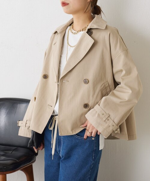 Jena espace merveilleux(ジェナ エスパスメルヴェイユ)の「ショートトレンチジャケット(トレンチコート・レディース・モカ/ベージュ・FREE)」の21枚目の写真