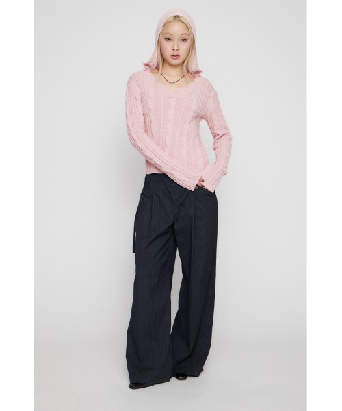LAGUA GEM(ラグアジェム)の「CABLE HOODIE ニット(ニット/セーター・レディース・ライトイエロー/ライトピンク/ネイビー・FREE)」の14枚目の写真
