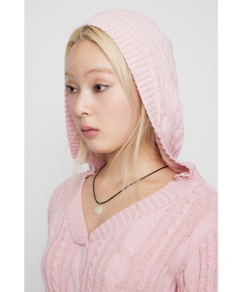 LAGUA GEM(ラグアジェム)の「CABLE HOODIE ニット(ニット/セーター・レディース・ライトイエロー/ライトピンク/ネイビー・FREE)」の17枚目の写真