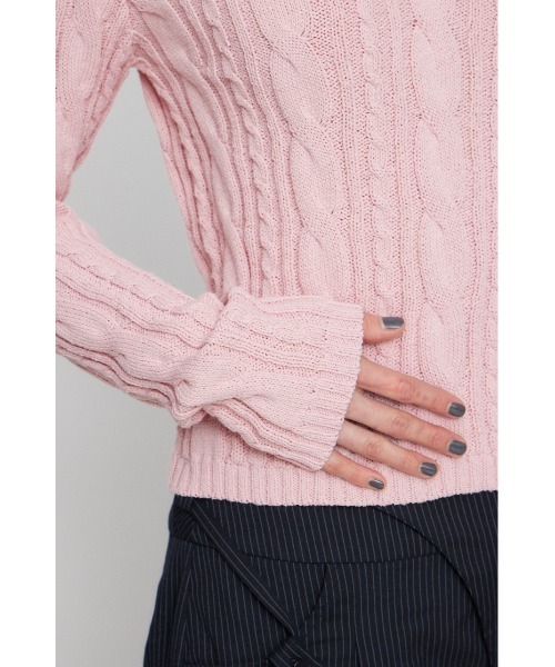 LAGUA GEM(ラグアジェム)の「CABLE HOODIE ニット(ニット/セーター・レディース・ライトイエロー/ライトピンク/ネイビー・FREE)」の18枚目の写真