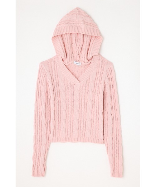 LAGUA GEM(ラグアジェム)の「CABLE HOODIE ニット(ニット/セーター・レディース・ライトイエロー/ライトピンク/ネイビー・FREE)」の19枚目の写真