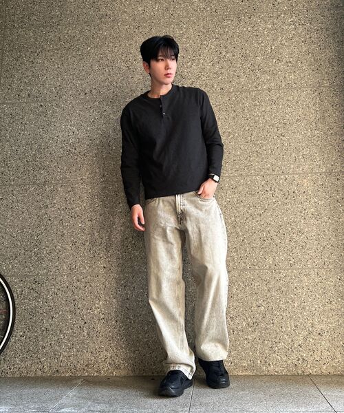 DECOROSO（デコローゾ）の「ディマコットンヘンリーネック長袖Tシャツ[チャコール]（Tシャツ/カットソー・メンズ・その他・01/02）」の7枚目の写真