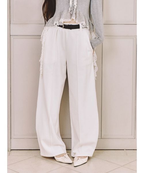 LILY BROWN(リリーブラウン)の「【WEB限定00サイズ】ベルト付きスウェットパンツ(その他パンツ・レディース・ホワイト/ピンク/グレー/チャコールグレー・F)」の1枚目の写真