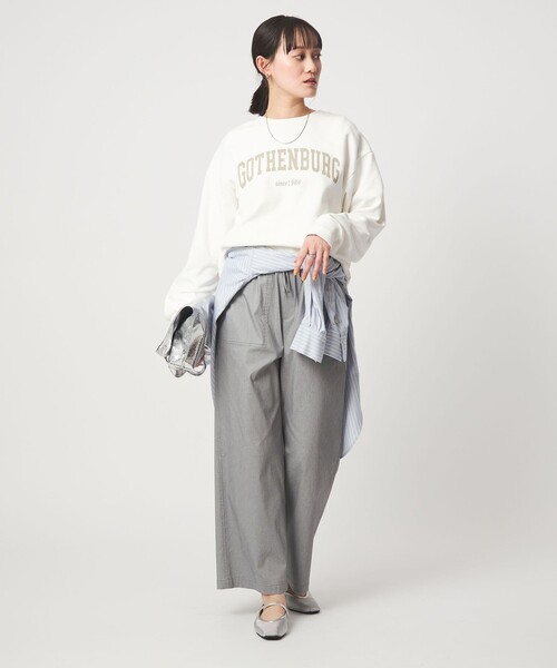 green label relaxing（グリーンレーベルリラクシング）の「フェード カレッジ ロゴ スウェット プルオーバー（スウェット・レディース・ダークグレー/オフホワイト/ブラウン系・FREE）」の11枚目の写真