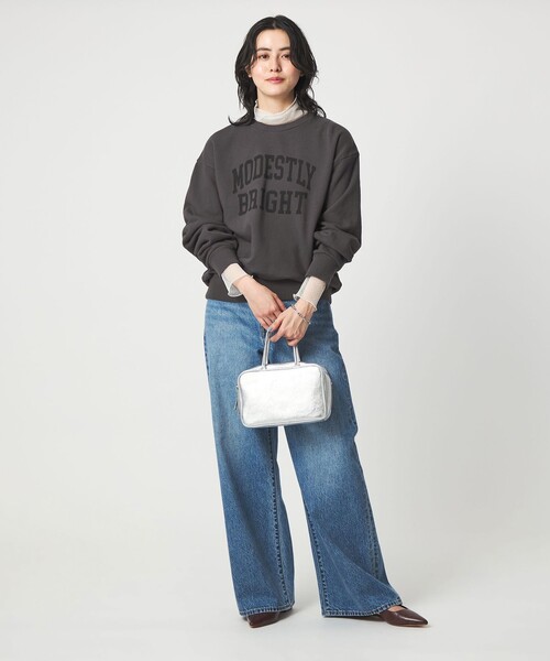 green label relaxing（グリーンレーベルリラクシング）の「フェード カレッジ ロゴ スウェット プルオーバー（スウェット・レディース・ダークグレー/オフホワイト/ブラウン系・FREE）」の15枚目の写真