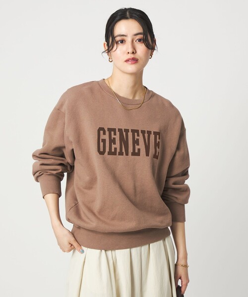 green label relaxing（グリーンレーベルリラクシング）の「フェード カレッジ ロゴ スウェット プルオーバー（スウェット・レディース・ダークグレー/オフホワイト/ブラウン系・FREE）」の16枚目の写真