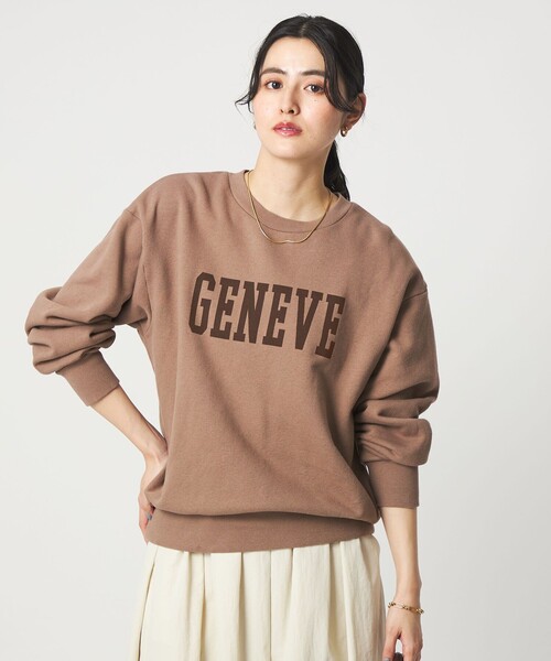 green label relaxing（グリーンレーベルリラクシング）の「フェード カレッジ ロゴ スウェット プルオーバー（スウェット・レディース・ダークグレー/オフホワイト/ブラウン系・FREE）」の17枚目の写真