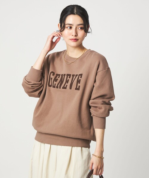 green label relaxing（グリーンレーベルリラクシング）の「フェード カレッジ ロゴ スウェット プルオーバー（スウェット・レディース・ダークグレー/オフホワイト/ブラウン系・FREE）」の18枚目の写真