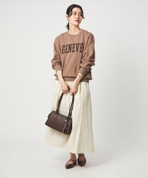 green label relaxing（グリーンレーベルリラクシング）の「フェード カレッジ ロゴ スウェット プルオーバー（スウェット・レディース・ダークグレー/オフホワイト/ブラウン系・FREE）」の20枚目の写真