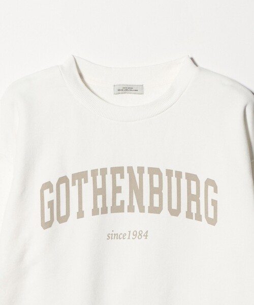 green label relaxing（グリーンレーベルリラクシング）の「フェード カレッジ ロゴ スウェット プルオーバー（スウェット・レディース・ダークグレー/オフホワイト/ブラウン系・FREE）」の4枚目の写真