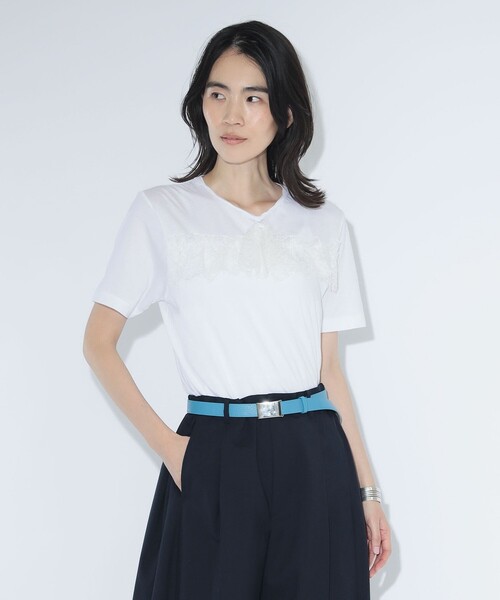 maturely(マチュアリー)の「【7/24再値下げ】レース タイ ショートスリーブ(Tシャツ/カットソー・レディース・ブラック/オフホワイト・1/0)」の2枚目の写真